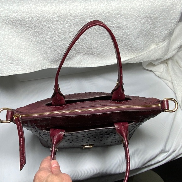 Dooney & Bourke Ostrich Domed Satchel - Cranberry - Picture 3 of 16